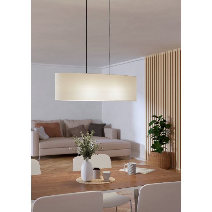 Carregue imagem no visualizador da galeriaCandeeiro de teto com duas soquetes E27 em têxtil preto e branco FEBRES EGLO
