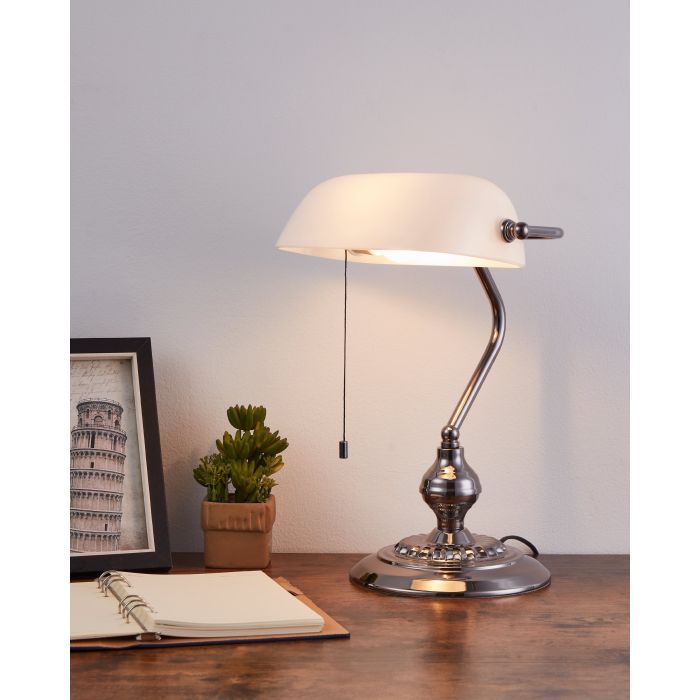Load image into Gallery viewer, Candeeiro de Mesa Branco com Vidro Fosco BANKER EGLO
