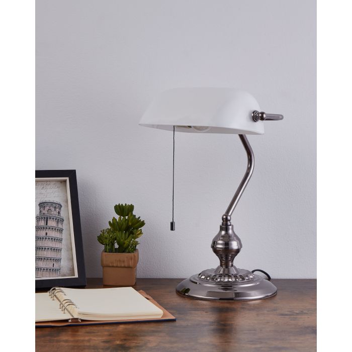 Load image into Gallery viewer, Candeeiro de Mesa Branco com Vidro Fosco BANKER EGLO
