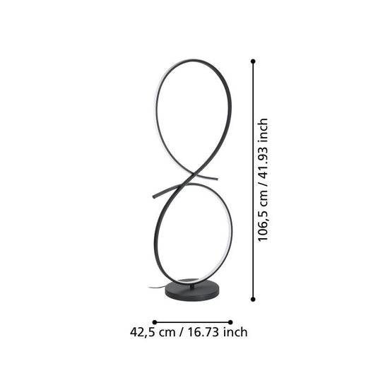 Candeeiro de pé LED com design curvo preto e branco SERPINS EGLO