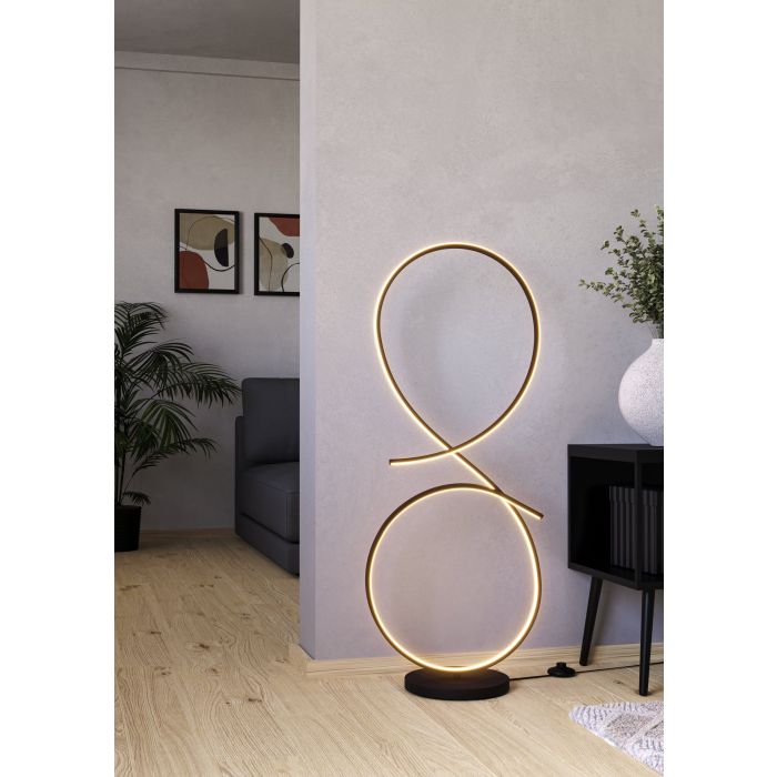 Load image into Gallery viewer, Candeeiro de pé LED com design curvo preto e branco SERPINS EGLO

