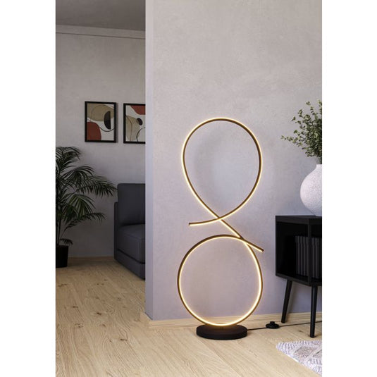 Candeeiro de pé LED com design curvo preto e branco SERPINS EGLO