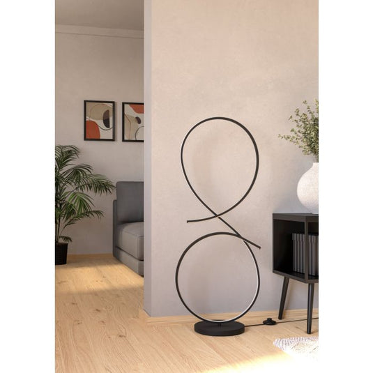 Candeeiro de pé LED com design curvo preto e branco SERPINS EGLO