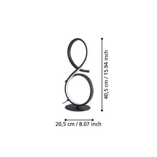 Candeeiro de Mesa LED com Design Curvo em Preto e Branco SERPINS EGLO
