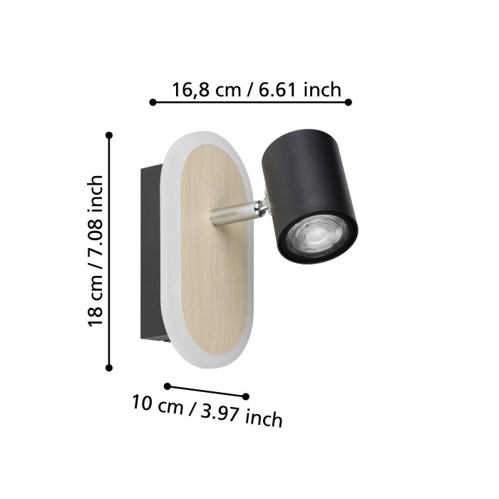 Load image into Gallery viewer, Foco LED de Parede em Madeira e Preto RIMBOCCHI EGLO
