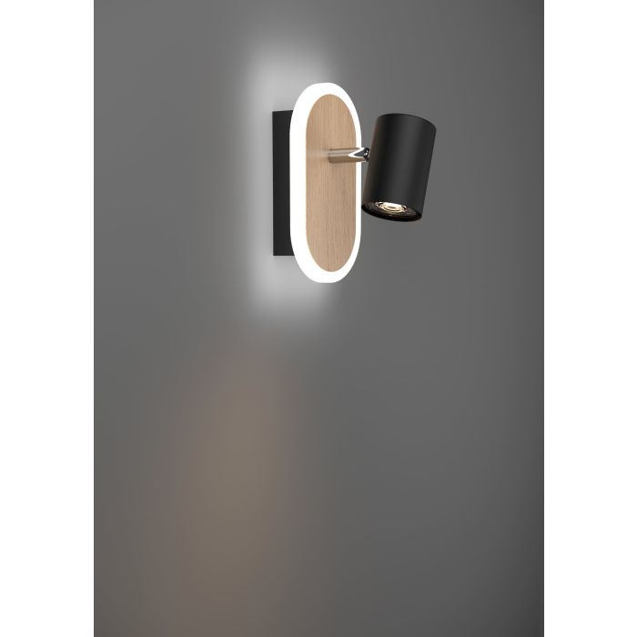 Load image into Gallery viewer, Foco LED de Parede em Madeira e Preto RIMBOCCHI EGLO
