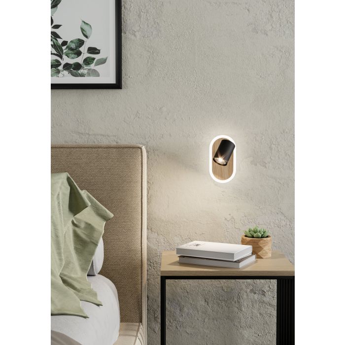 Load image into Gallery viewer, Foco LED de Parede em Madeira e Preto RIMBOCCHI EGLO

