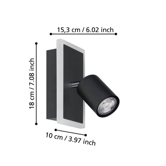 Arandela LED de Uma Chama Preto Acetinado RIMBOCCHI EGLO