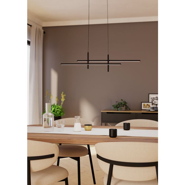 Cargue la imagen en el visor de la galería, Candeeiro de teto LED preto mate TREPILIANO EGLO

