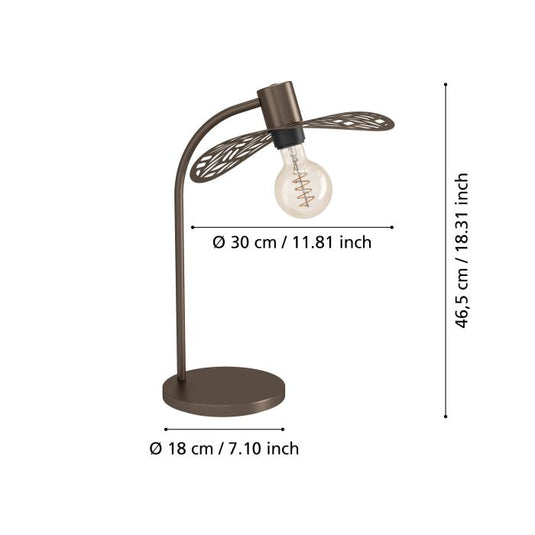 Candeeiro de Mesa com Abat-jour Folhagem e Corpo Metálico Bronze SWABY EGLO