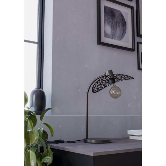 Load image into Gallery viewer, Candeeiro de Mesa com Abat-jour Folhagem e Corpo Metálico Bronze SWABY EGLO
