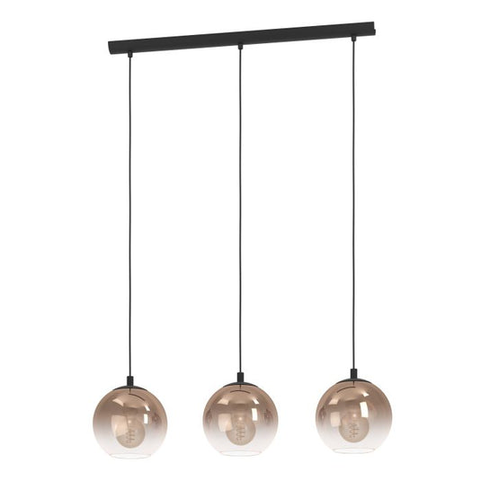Candeeiro de teto com três esferas de vidro cobre ARISCANI EGLO