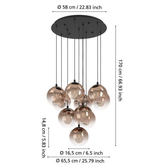 Candeeiro de teto moderno com globos de vidro ARISCANI 1 EGLO