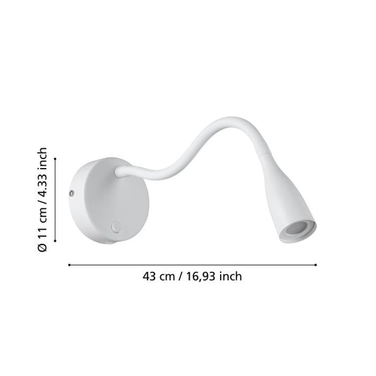 Aplique de Parede LED com Braço Flexível e USB OLIVANDINO 1 EGLO