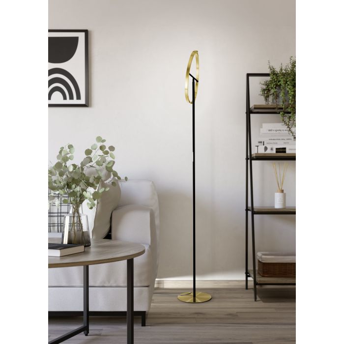 Load image into Gallery viewer, Candeeiro de pé LED CASTELPOTO EGLO – Design em latão escovado com orientação ajustável
