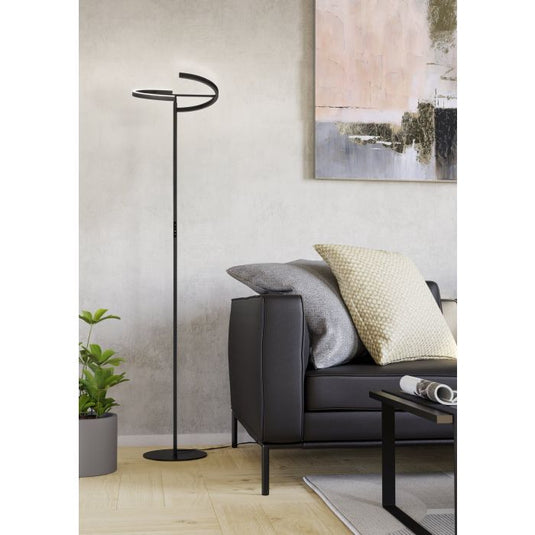 Candeeiro de Pé CASTELPOTO EGLO - Aço Preto, LED 3000K, Dimmer Tátil, 180cm
