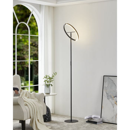 Candeeiro de Pé CASTELPOTO EGLO - Aço Preto, LED 3000K, Dimmer Tátil, 180cm