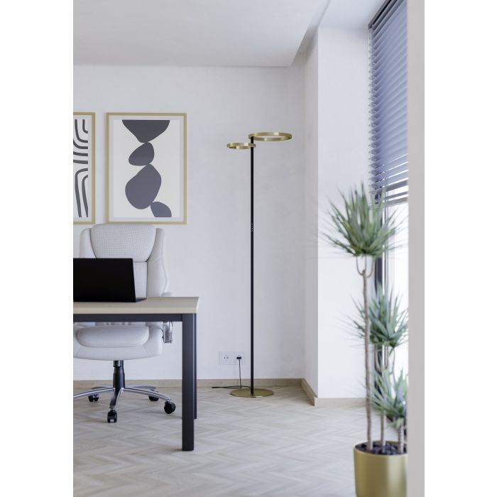 Carregue imagem no visualizador da galeriaCandeeiro de pé com Anel Moderno e Latão Escovado CASTELPOTO EGLO
