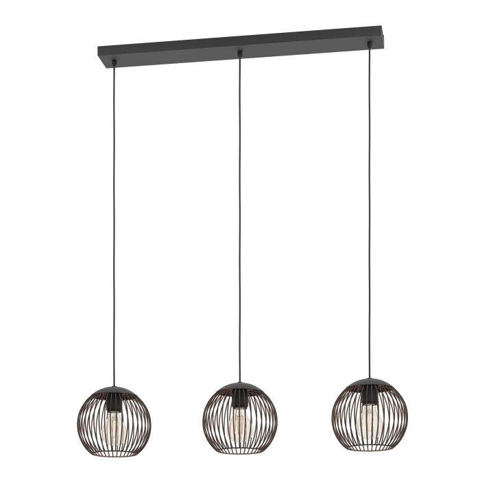 Carregue imagem no visualizador da galeriaCandeeiro de teto com abajures em grelha de metal preto ALMANZORA EGLO
