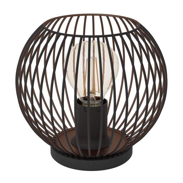 Load image into Gallery viewer, Candeeiro de Mesa com Estrutura em Grelha Preto e Cobre ALMANZORA EGLO

