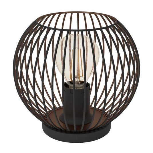 Candeeiro de Mesa com Estrutura em Grelha Preto e Cobre ALMANZORA EGLO