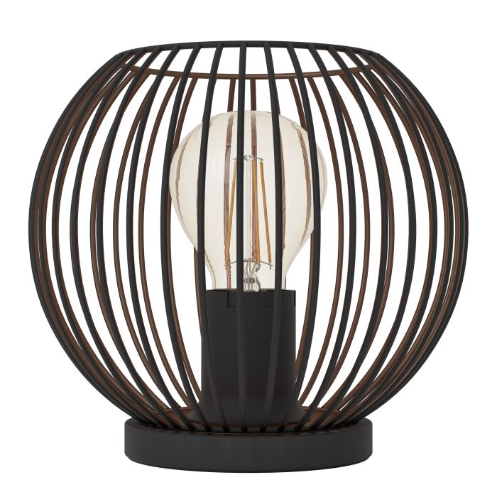 Load image into Gallery viewer, Candeeiro de Mesa com Estrutura em Grelha Preto e Cobre ALMANZORA EGLO
