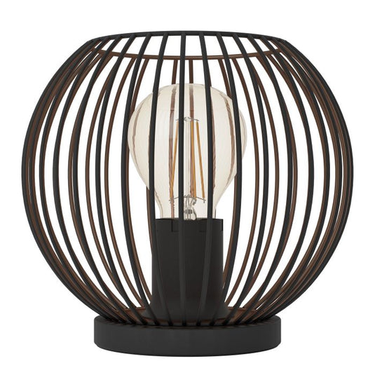 Candeeiro de Mesa com Estrutura em Grelha Preto e Cobre ALMANZORA EGLO