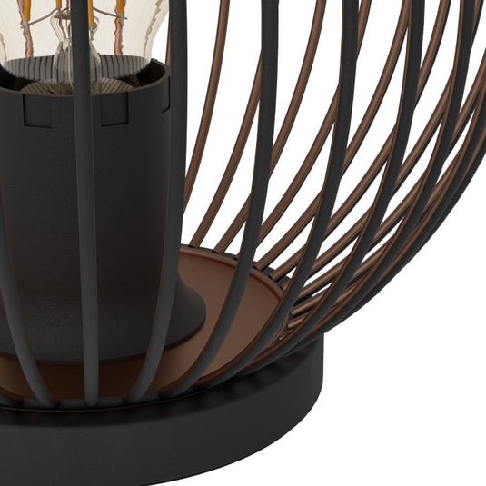 Candeeiro de Mesa com Estrutura em Grelha Preto e Cobre ALMANZORA EGLO