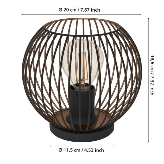 Candeeiro de Mesa com Estrutura em Grelha Preto e Cobre ALMANZORA EGLO