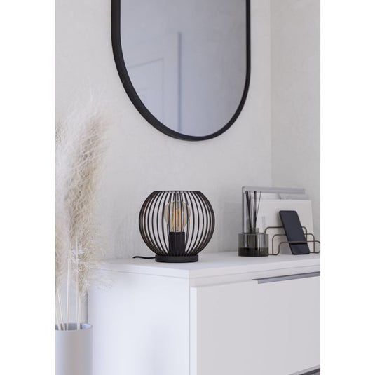 Candeeiro de Mesa com Estrutura em Grelha Preto e Cobre ALMANZORA EGLO