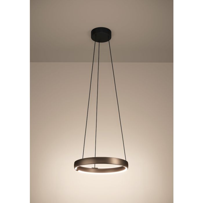 Carregue imagem no visualizador da galeriaCandeeiro de teto LED em anel bronze com controlo táctil TRABUCO EGLO
