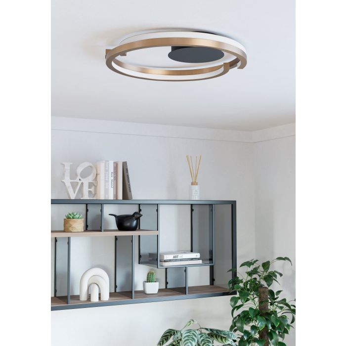 Carregue imagem no visualizador da galeriaCandeeiro de teto LED com anéis metálicos entrelaçados MEZZOMONTE EGLO
