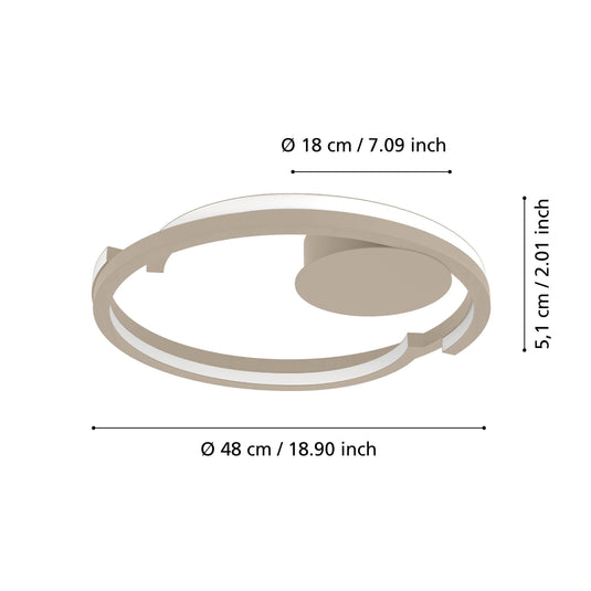 Plafon de teto Mezzomonte, bege, iluminação inteligente ajustável - Eglo