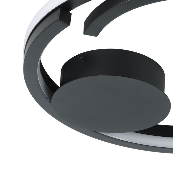 Carregue imagem no visualizador da galeriaCandeeiro de teto LED com anel aberto curvo preto mate MEZZOMONTE EGLO
