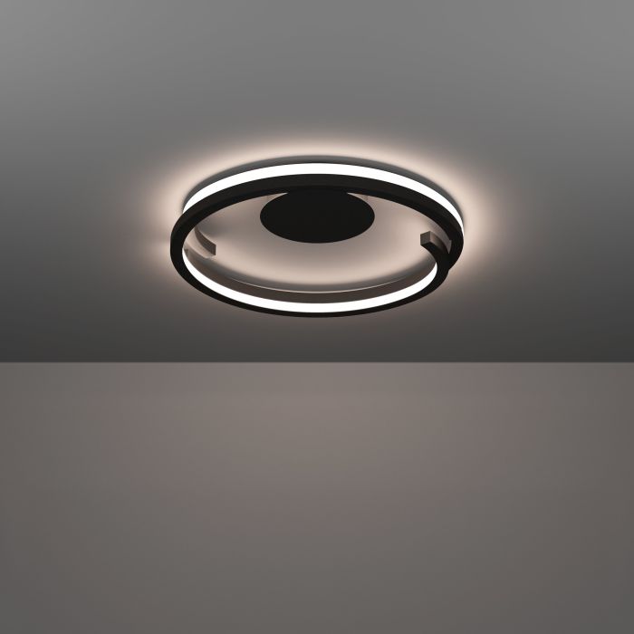 Carregue imagem no visualizador da galeriaCandeeiro de teto LED com anel aberto curvo preto mate MEZZOMONTE EGLO
