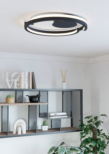 Plafon de teto Mezzomonte, preto, iluminação inteligente ajustável - Eglo