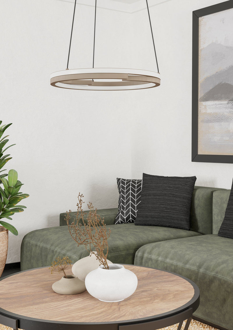 Carregue imagem no visualizador da galeriaCandeeiro de teto Mezzomonte, bege, iluminação inteligente ajustável - Eglo
