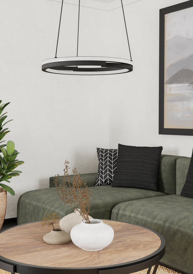 Carregue imagem no visualizador da galeriaCandeeiro de teto Mezzomonte, preto, com iluminação inteligente ajustável - Eglo
