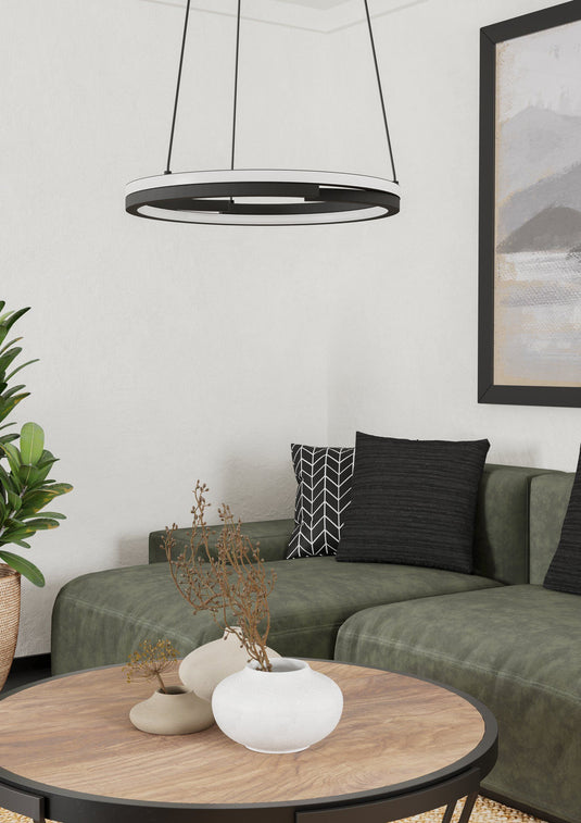 Candeeiro de teto Mezzomonte, preto, com iluminação inteligente ajustável - Eglo