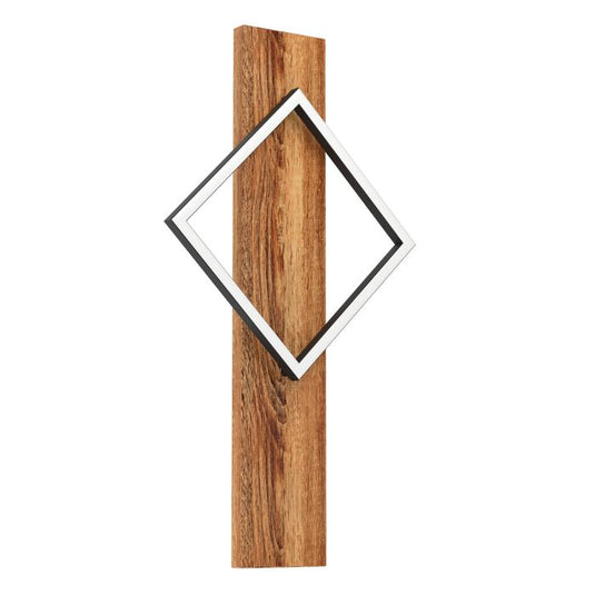 Aplique de Parede LED com Madeira Rústica e Metal Preto BOYAL EGLO