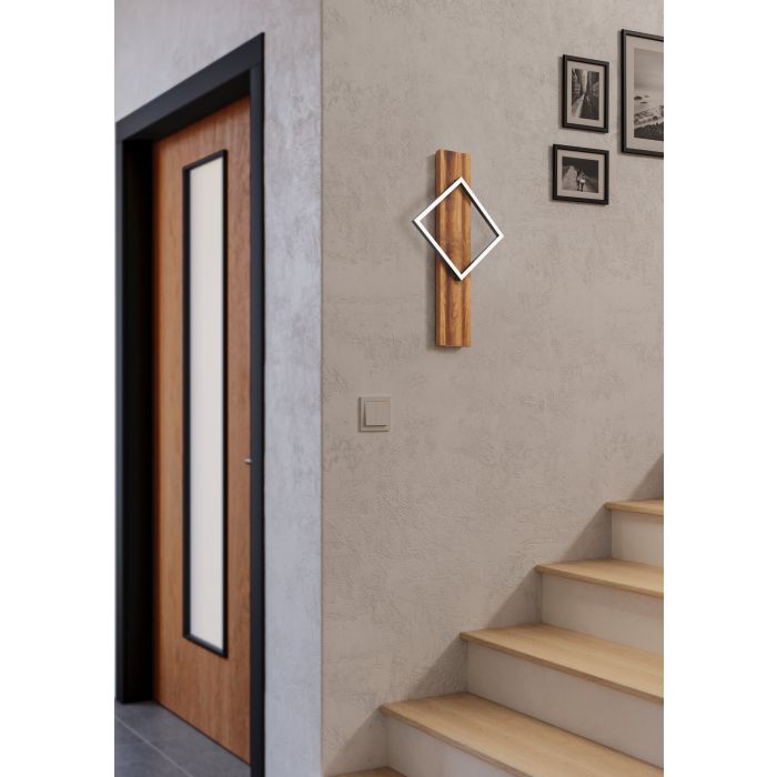 Load image into Gallery viewer, Aplique de Parede LED com Madeira Rústica e Metal Preto BOYAL EGLO
