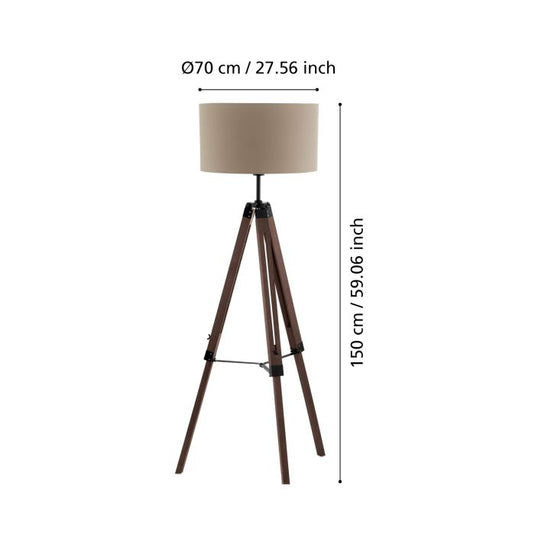 Candeeiro de Pé LANTADA EGLO - Design Moderno em Nogueira e Taupe