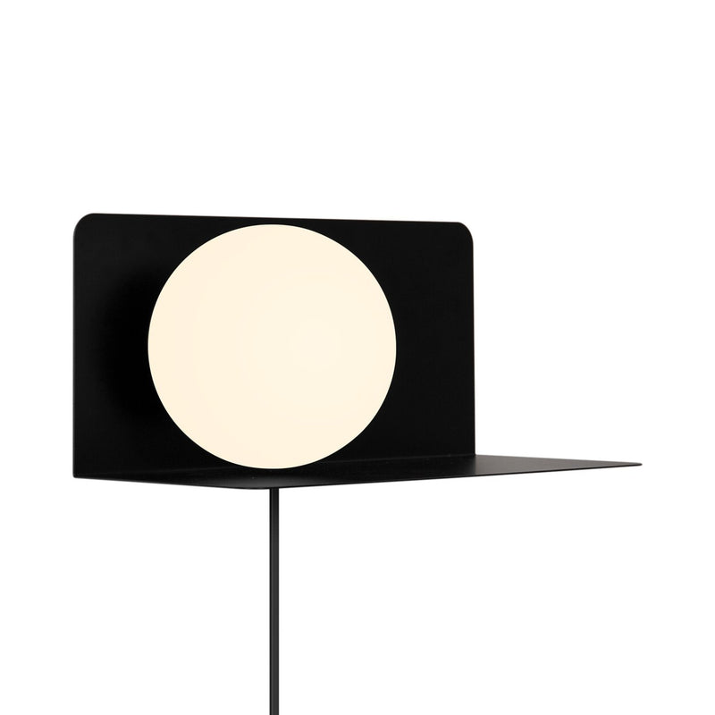 Carregue imagem no visualizador da galeriaAplique de Parede com Prateleira e Vidro Opalino Preto Lilibeth NORDLUX
