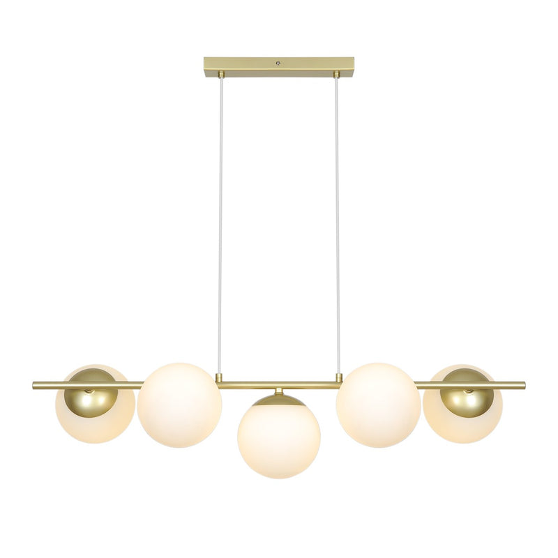 Load image into Gallery viewer, 5-spot Pendant em Latão com Vidro Branco Opalino LILLY NORDLUX
