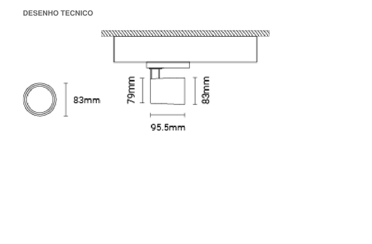 Projetor de Calha Trifásica para Interior em Alumínio Tromilux