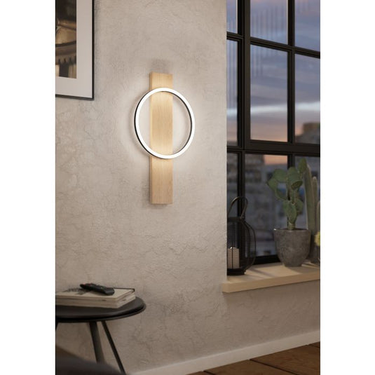 Aplique de Parede LED Preto com Detalhe em Carvalho BOYAL EGLO