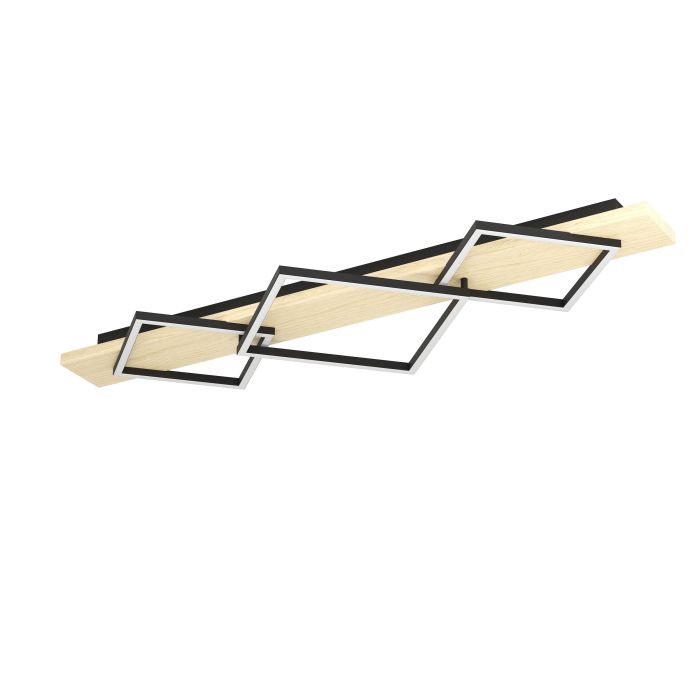 Load image into Gallery viewer, Candeeiro de teto com 3 LEDs e régua de madeira clara BOYAL EGLO
