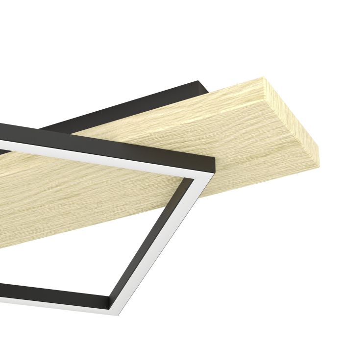 Load image into Gallery viewer, Candeeiro de teto com 3 LEDs e régua de madeira clara BOYAL EGLO
