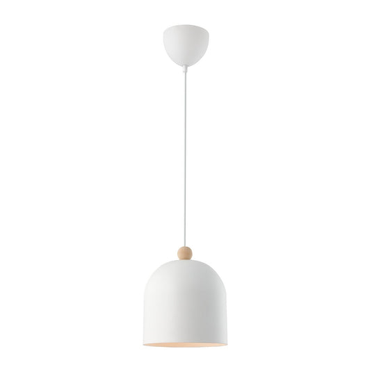 Candeeiro Suspenso Branco com Detalhe em Madeira Gaston NORDLUX