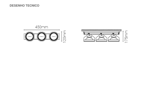 Luminária Saliente de Teto em Aço Galvanizado Tromilux